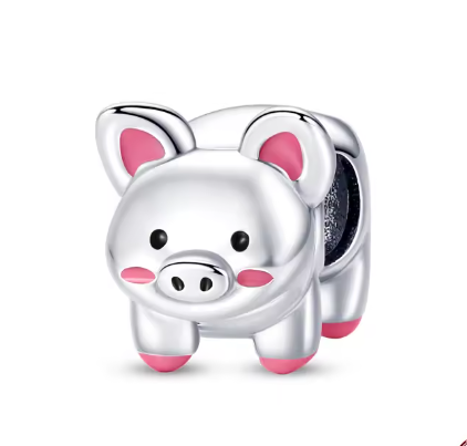 CHARM PLATA 925 redondo cerdito de la suerte