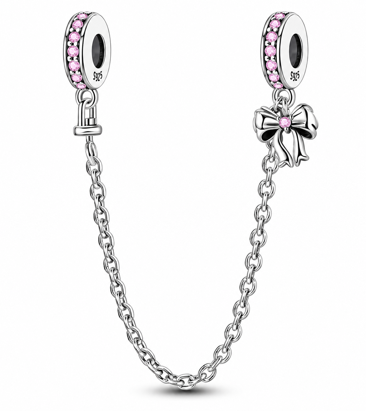 CHARM PLATA 925 cadena de seguridad lazo con circonitas