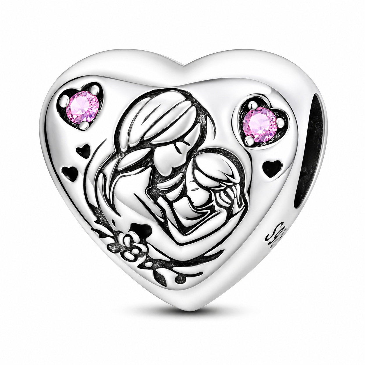 CHARM PLATA 925 redondo abrazo madre con circonitas