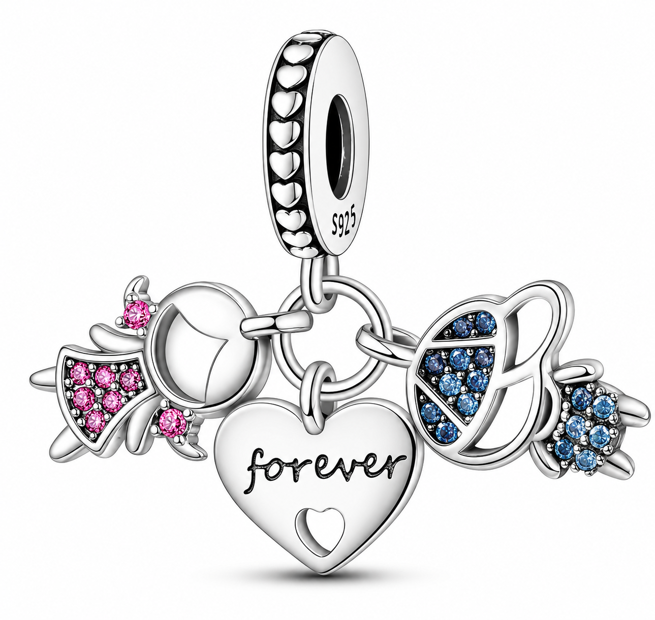 CHARM PLATA 925 amor hijos forever con circonitas