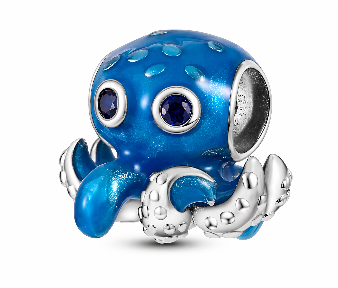 CHARM PLATA 925 pulpo con esmalte azul
