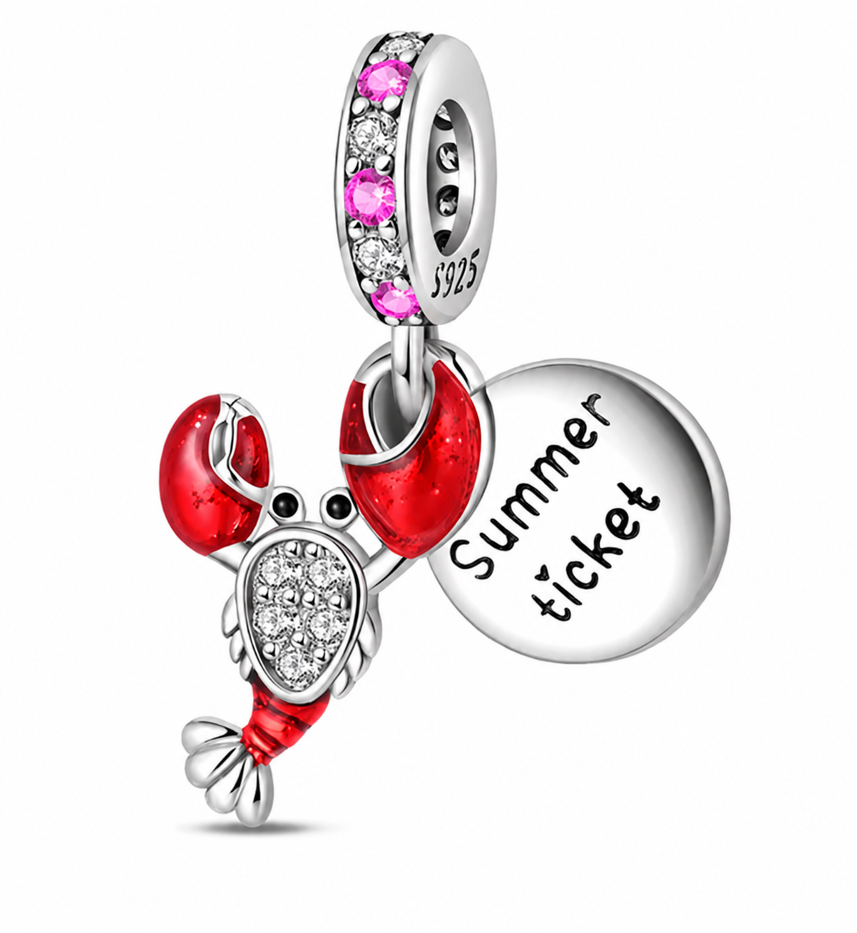 CHARM PLATA 925 MAR langosta feliz con circonitas