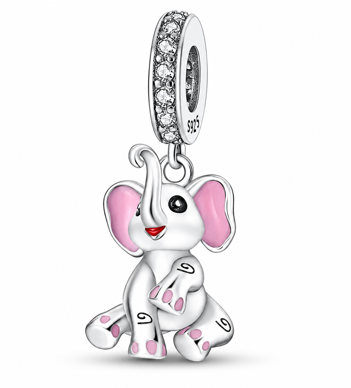 CHARM PLATA 925 elefante de la suerte con circonitas