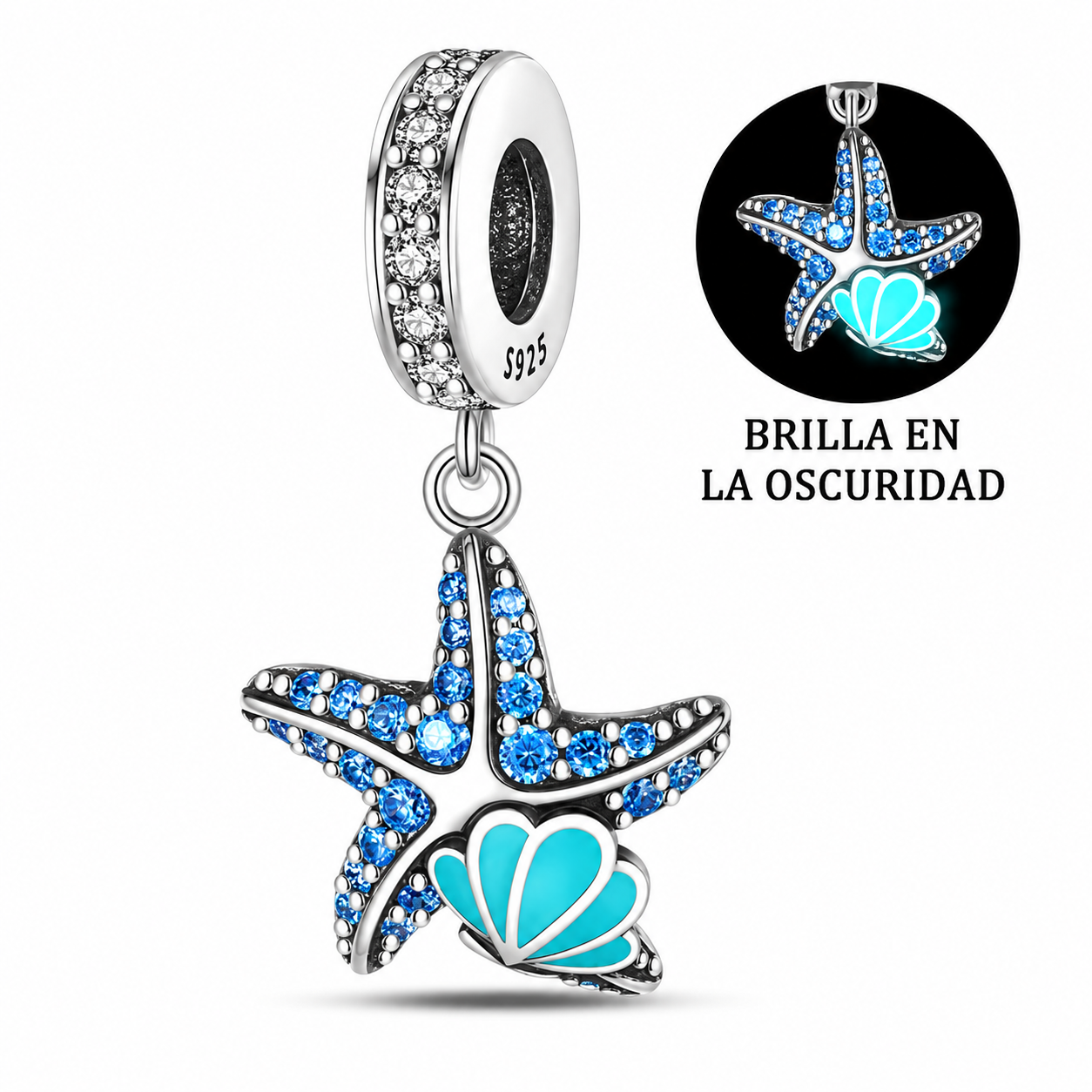 CHARM PLATA 925 estrella de mar luminosa