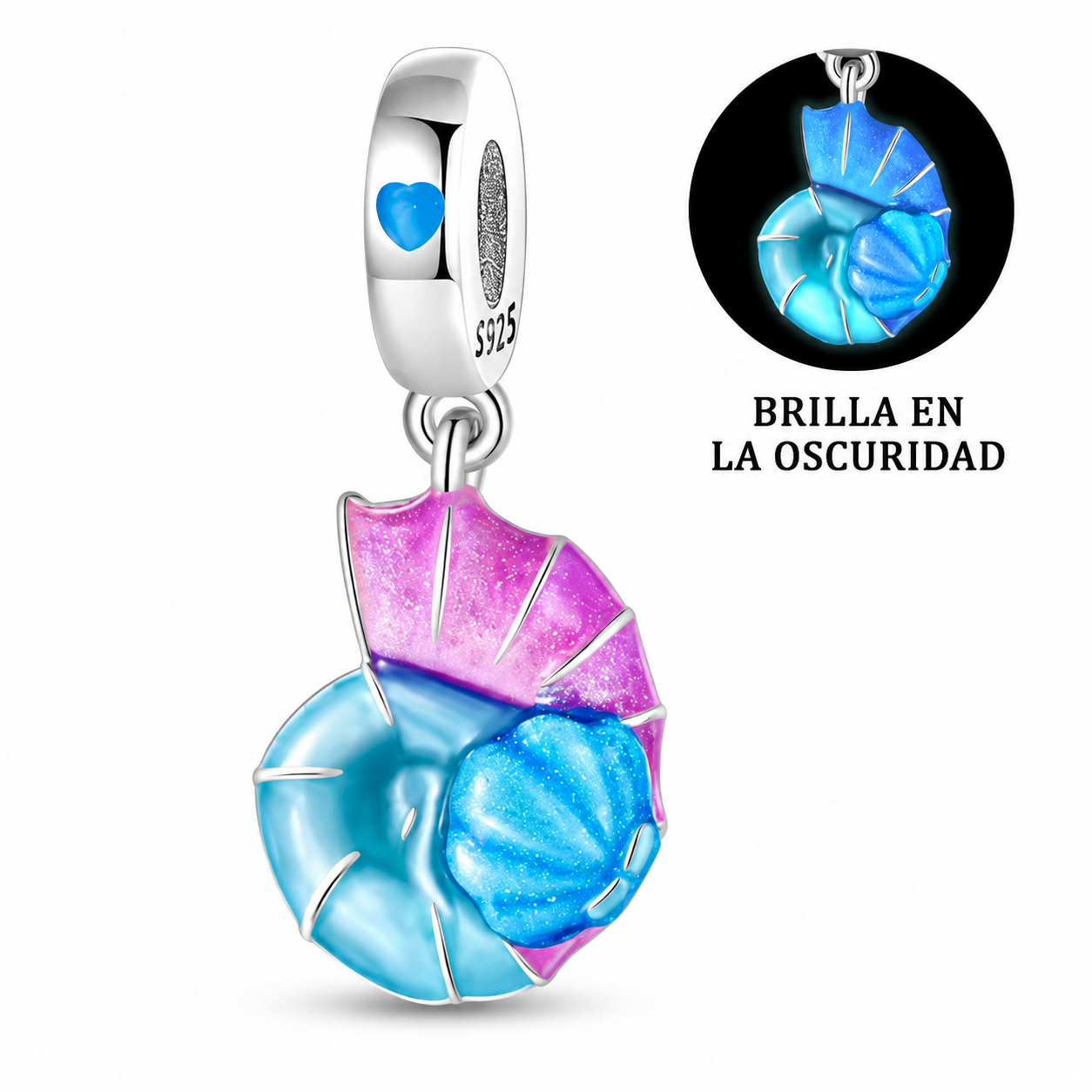 CHARM PLATA 925 Caracola luminosa