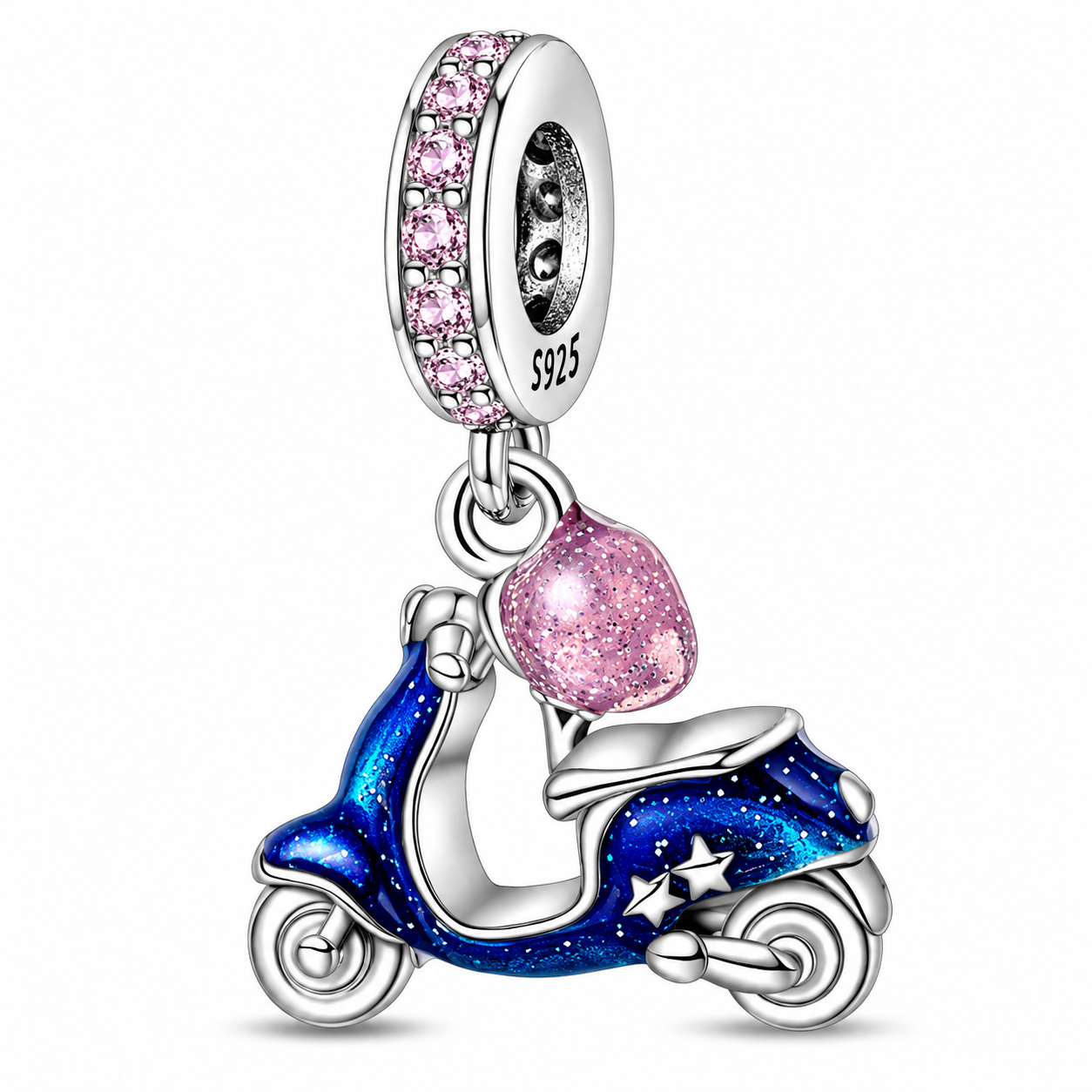 CHARM PLATA 925 moto esmalte y circonitas