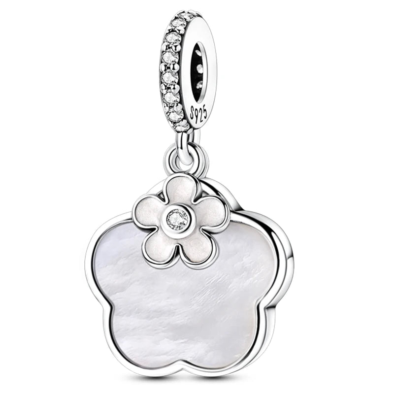 CHARM PLATA 925 Flor nácar y circonitas