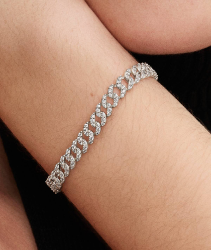PULSERA PLATA DE LEY 925 eslabón cubano con circonitas