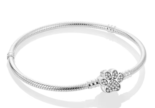 Pulsera de Plata de Ley 925 de  cadena de serpiente y cierre de huella con circonitas
