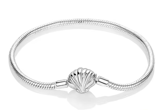 Pulsera de Plata de Ley 925 de cadena de serpiente y cierre de concha