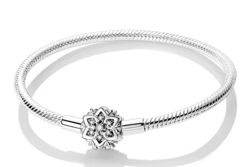 Pulsera de Plata de Ley 925 de cadena de serpiente y cierre de estrella con circonitas