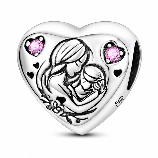 CHARM PLATA 925 redondo abrazo madre con circonitas
