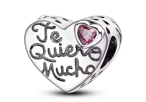 CHARM PLATA 925 redondo te quiero mucho con circonita