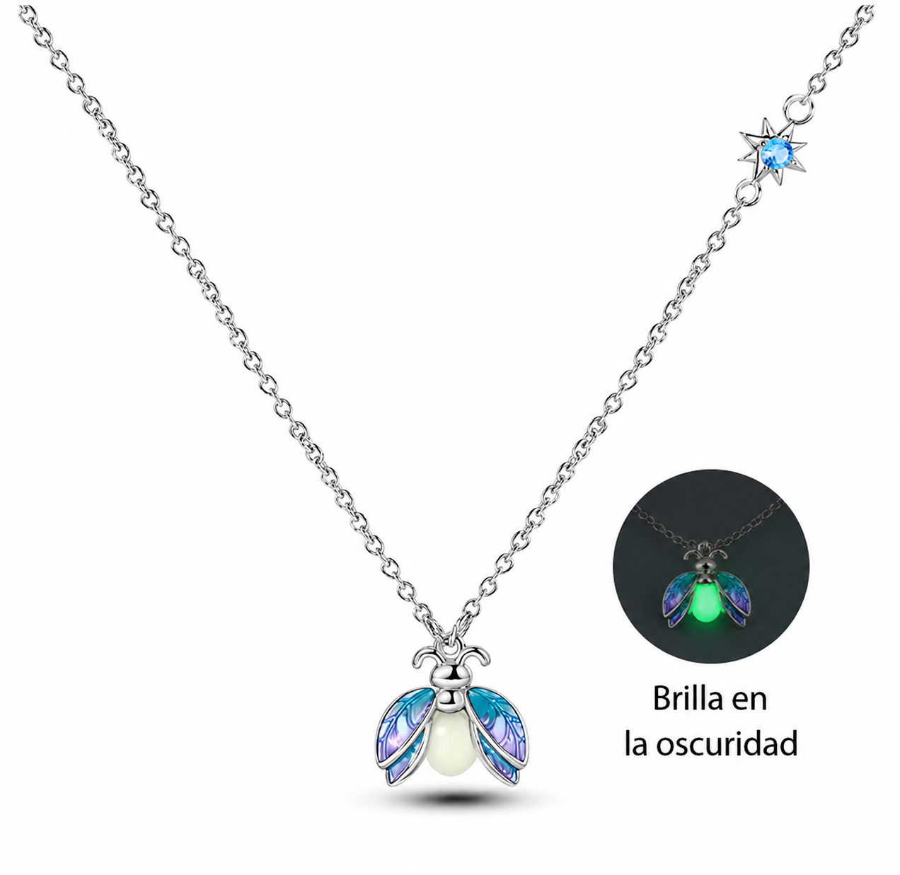 CADENA ROLO 45 CM CON COLGANTE 925 luciernaga brillante