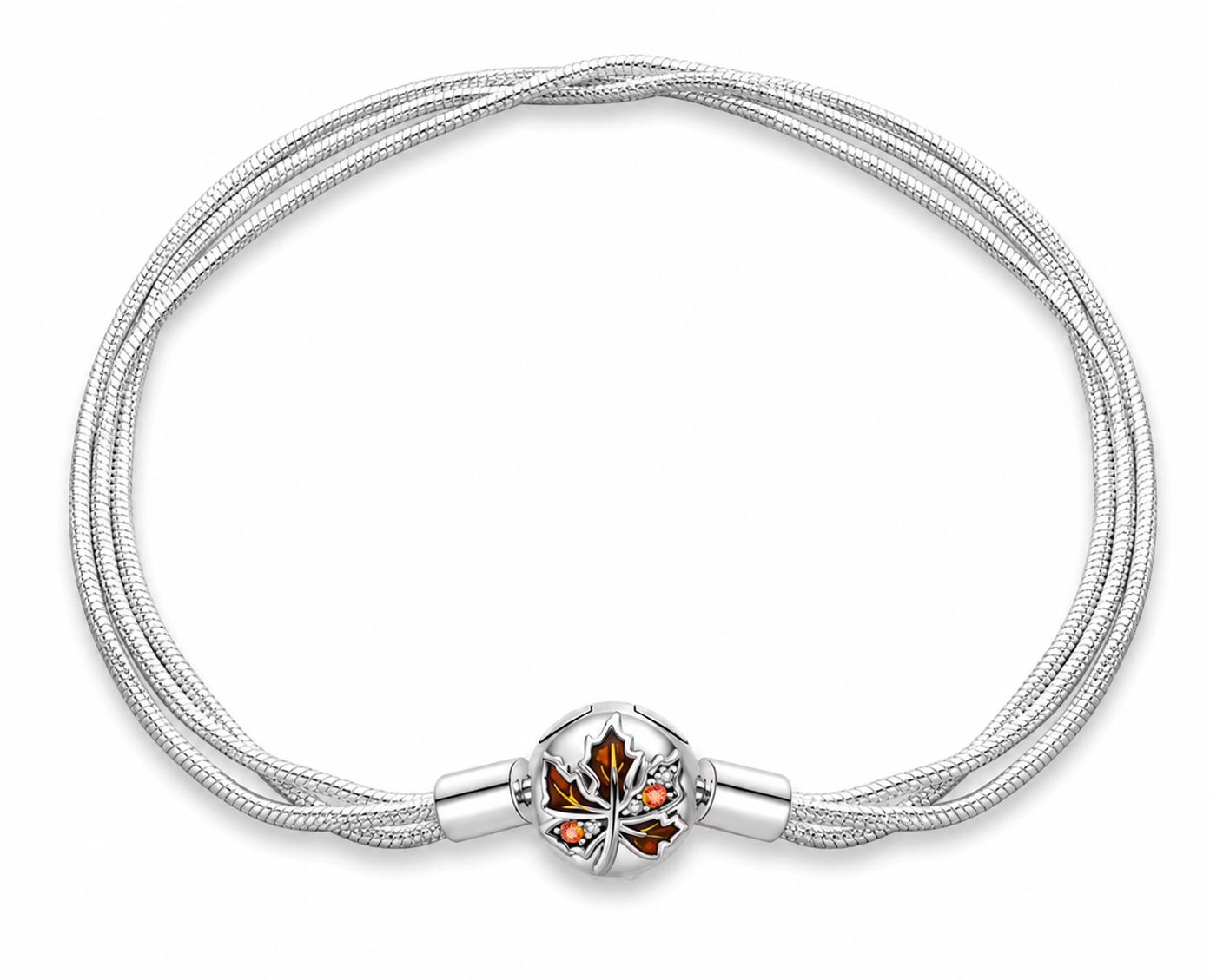 Pulsera de Plata de Ley 925 de multi cadena serpiente mini y cierre de hoja
