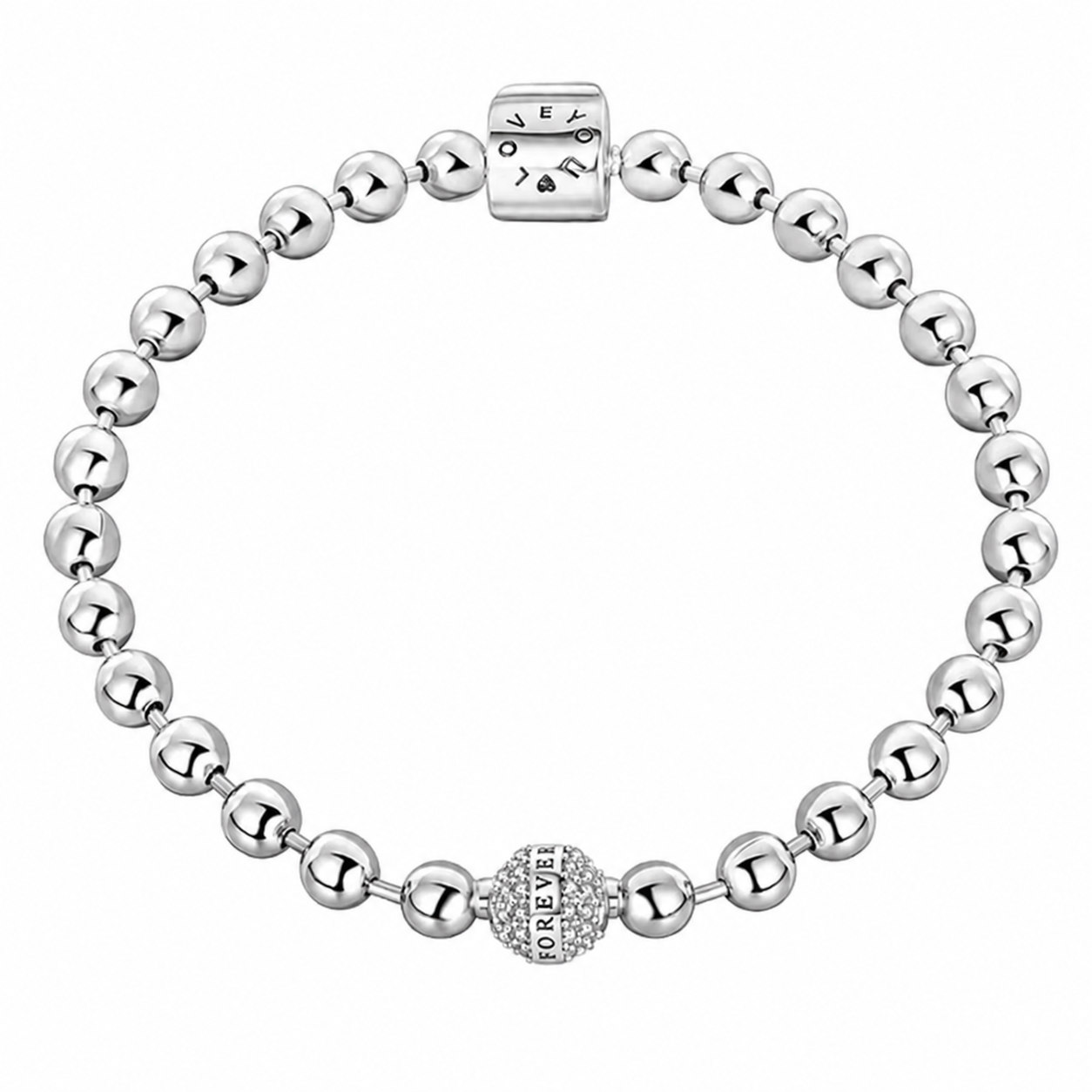 Pulsera de Plata de ley 925 de cadena de bola con pavé de circonitas