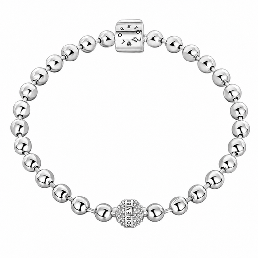 Pulsera de Plata de ley 925 de cadena de bola con pavé de circonitas