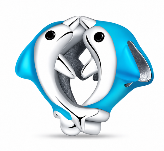 CHARM PLATA 925 redondo beso de delfines
