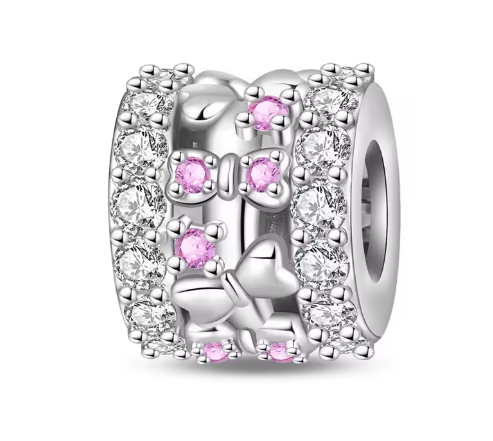 CHARM PLATA 925 redondo mariposas y circonitas