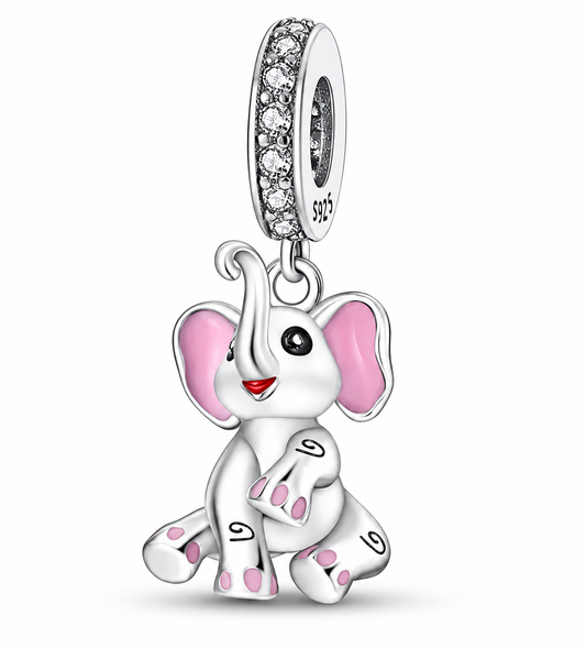 CHARM PLATA 925 elefante de la suerte con circonitas