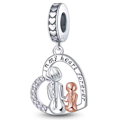 CHARM PLATA 925 madre e hija en mi corazón siempre