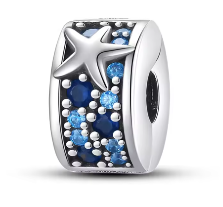 CHARM PLATA 925 redondo estrella de mar y circonitas