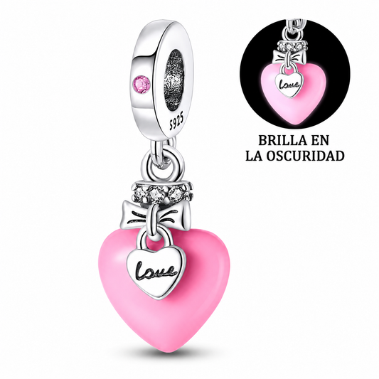 CHARM PLATA 925 Corazón luminioso