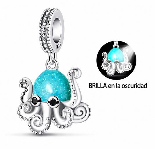 CHARM PLATA 925 pulpo brillante y circonitas
