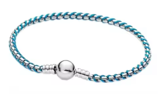 PULSERA PLATA DE LEY 925 cadena caja cordón azul
