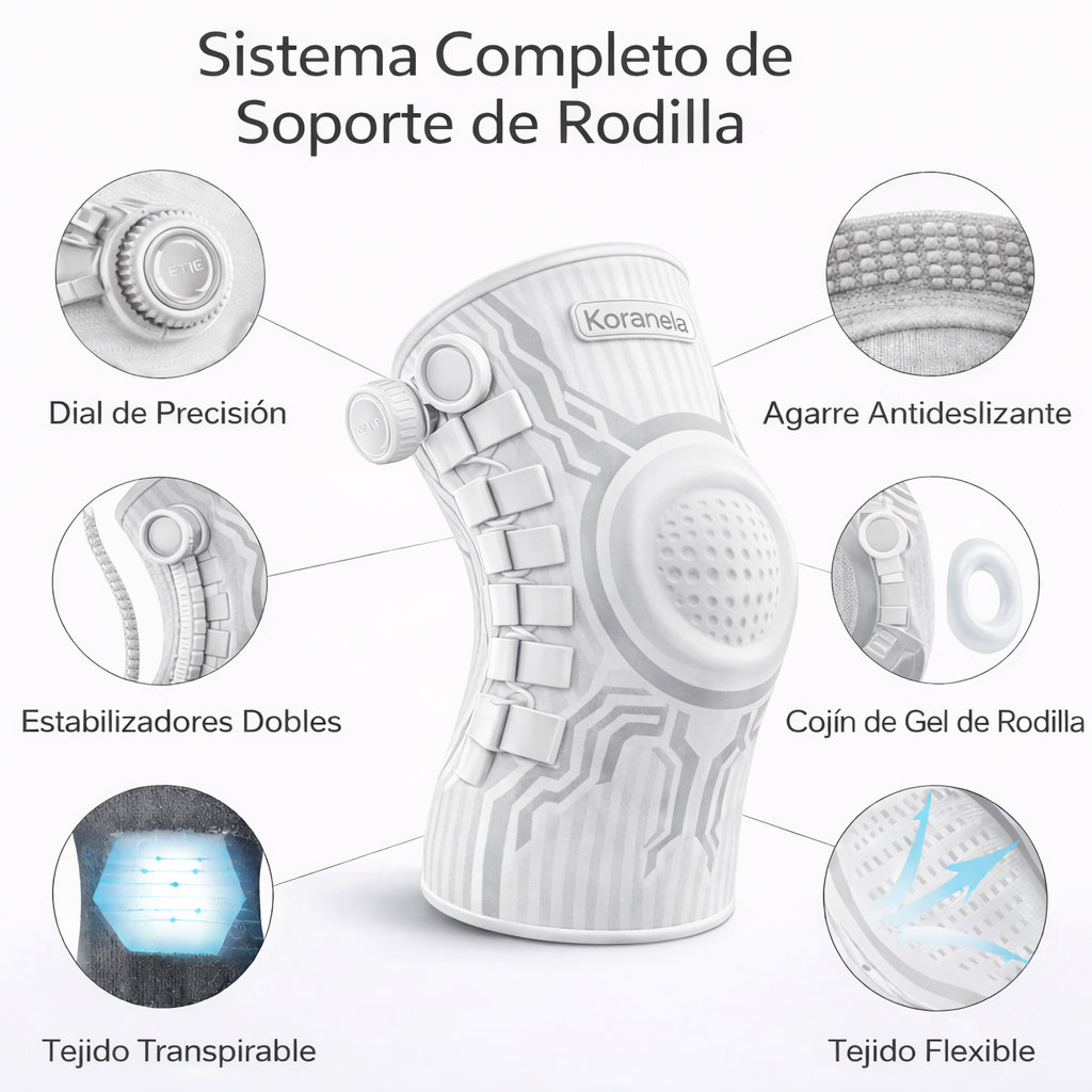 Soporte de rodilla avanzado que no se mueve, no aprieta y elimina dolor desde el primer uso.