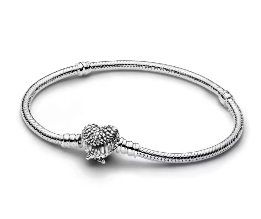 PULSERA PLATA DE LEY 925 de cadena de serpiente y cierre alas de angel