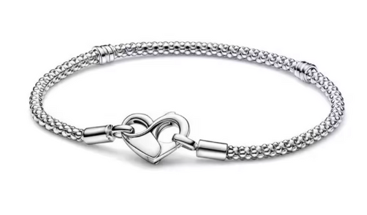 PULSERA PLATA DE LEY 925 de cadena serpiente y cierre corazón de mosquetón