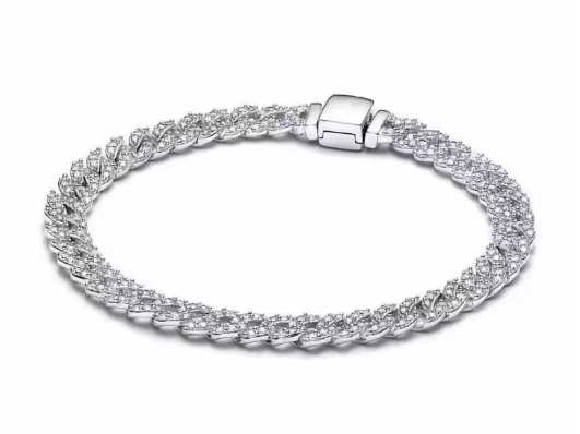 PULSERA PLATA DE LEY 925 eslabón cubano con circonitas