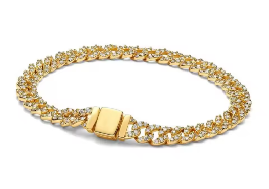 PULSERA PLATA DE LEY 925 bañada de eslabon cubano con circonitas